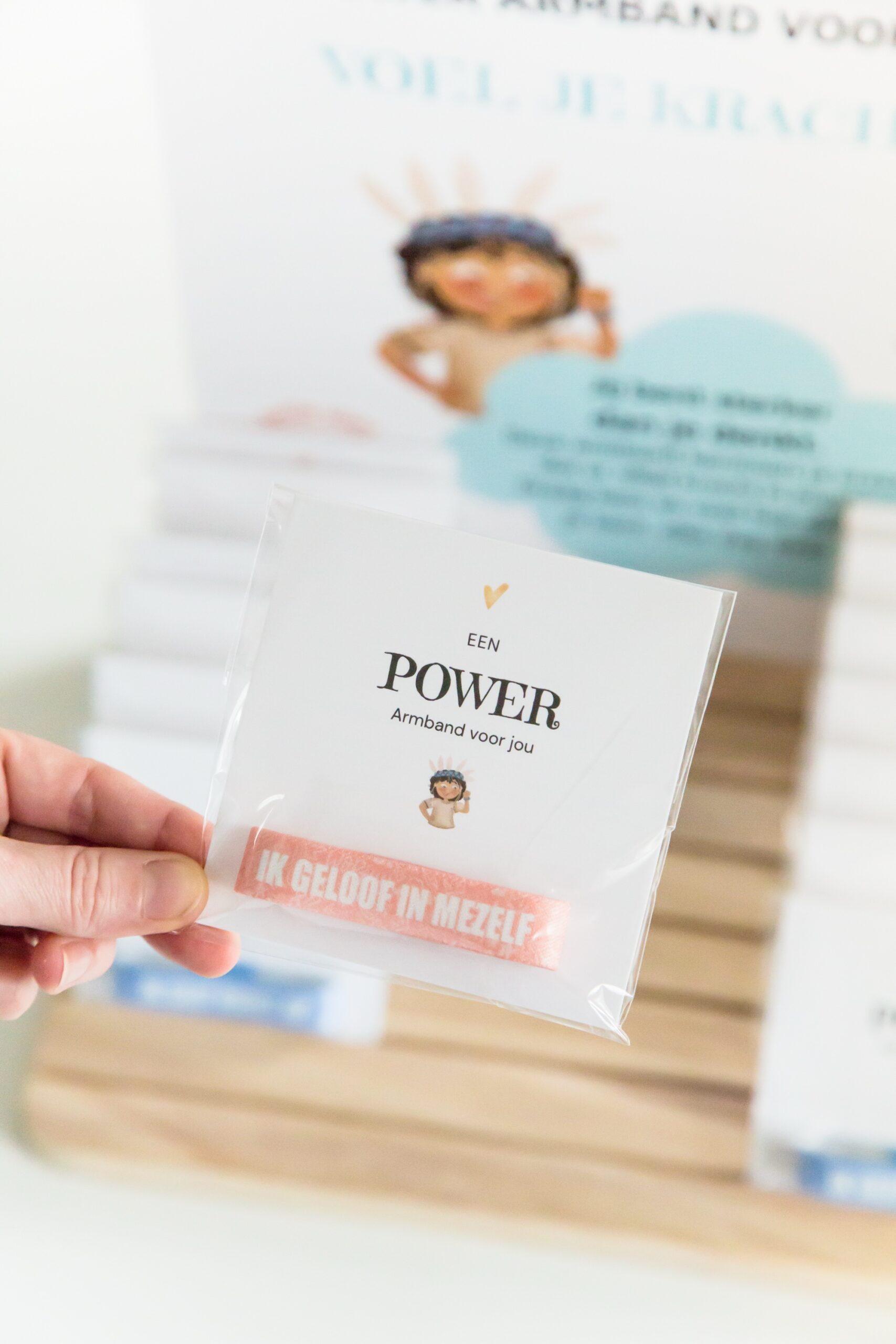 Kinder Armband Power Ik geloof in mezelf roze