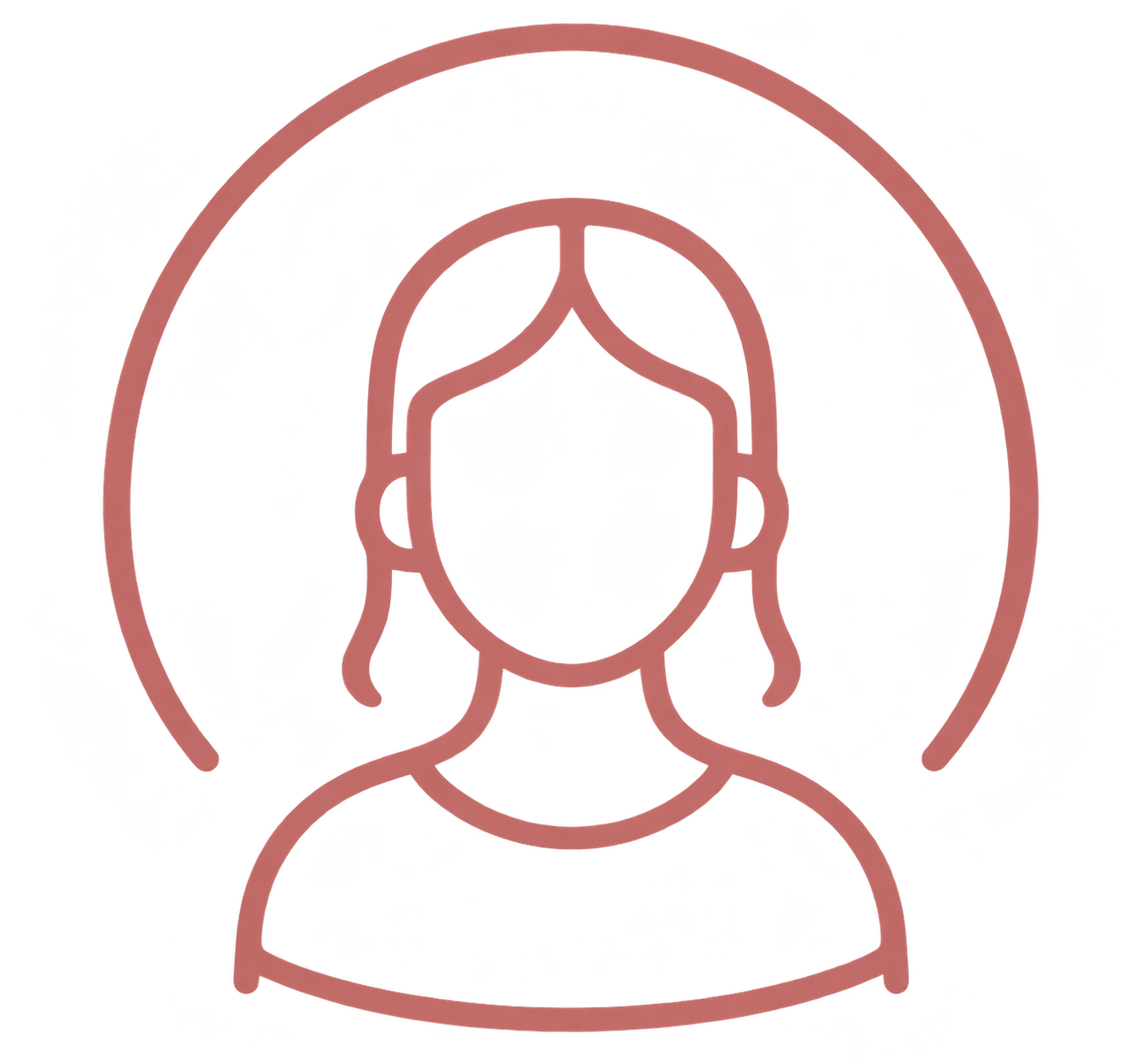 Outline of a person avatar with a circular ring around the head and shoulders, representing a user profile.