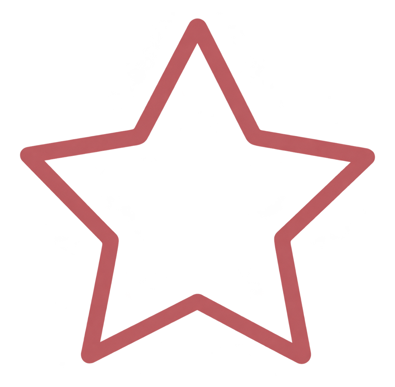 Pink outline of a five-point star on a transparent background, decorative icon